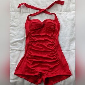 Seafolly boyleg one piece halter swimsuit, US size 6, AU size 10, red